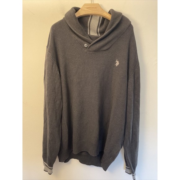 US Polo Assn. Other - Men’s U.S. Polo Assn. Gray Shawl Collar Pullover Sweater 2XL NWT